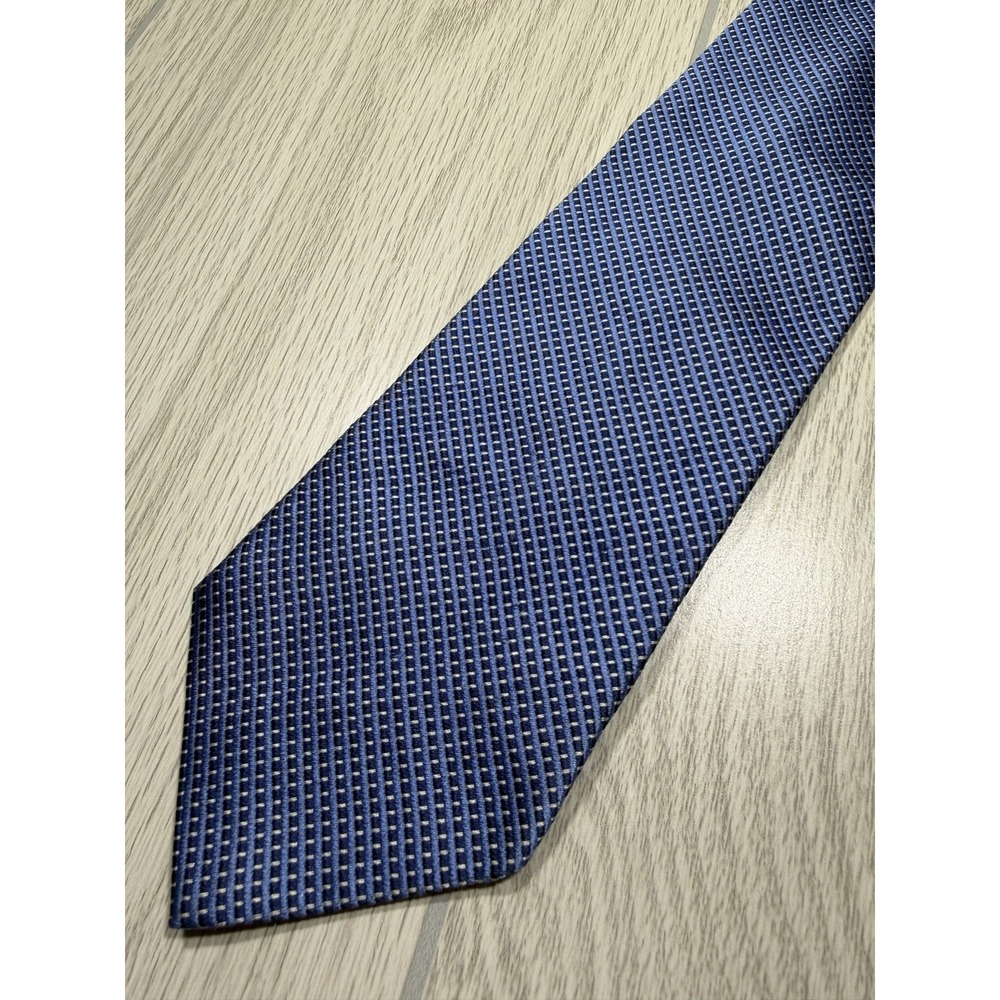 Brooks Brothers Tie Mens One Size Blue 100% Silk Pointed Geometric Jacquard USA